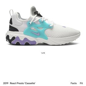Nike Presto React Cassettes size 12 white turquoise black good condition